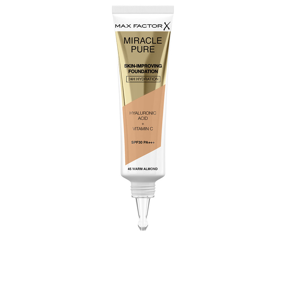 MIRACLE PURE skin-improving foundation 24h hydration SPF30 #45-warm almond 30 ml - Image 1